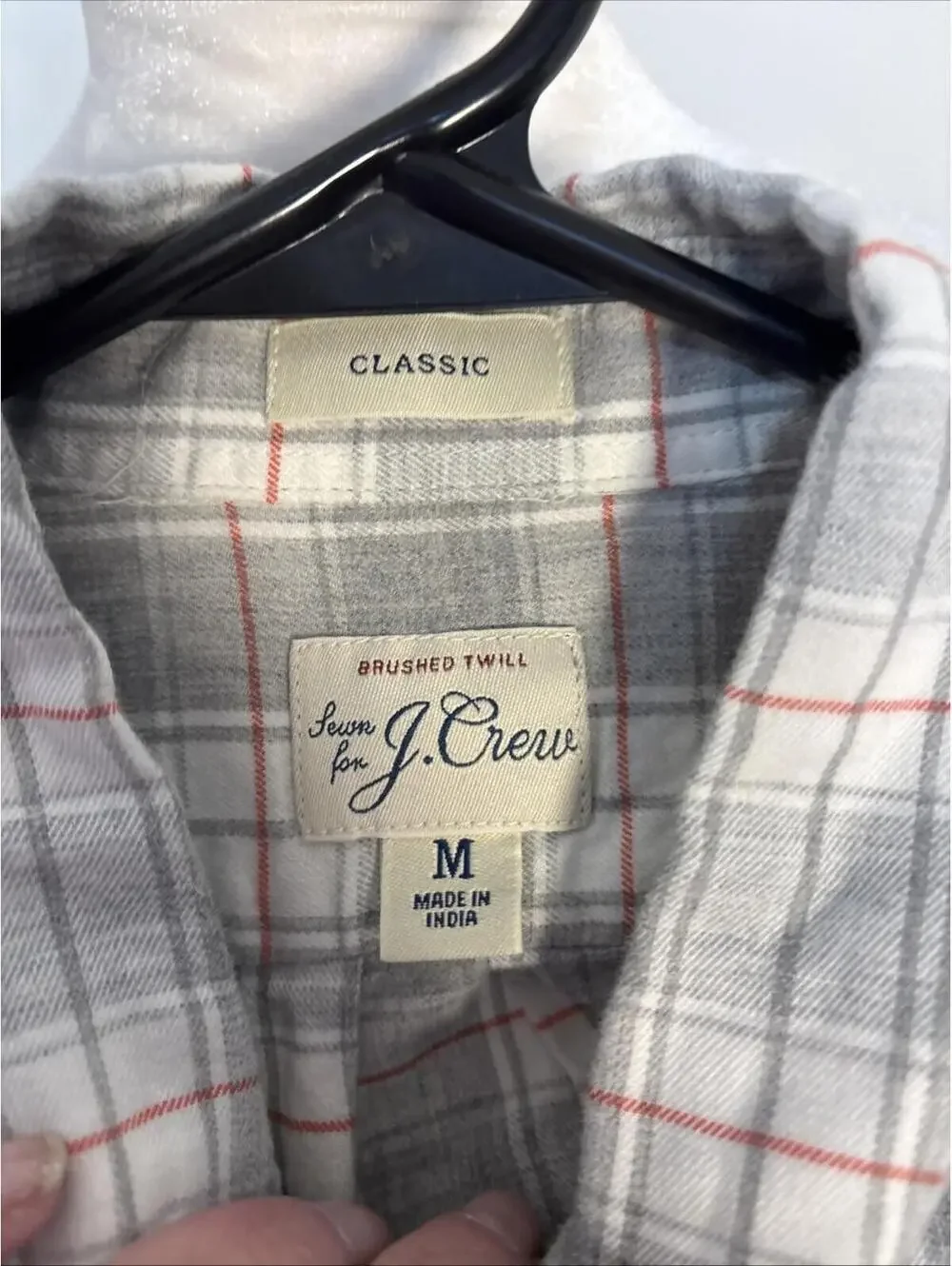 J CREW Flannel Shirt‎ Men Medium Gray Plaid Button-Down Mid-Weight AZ540
